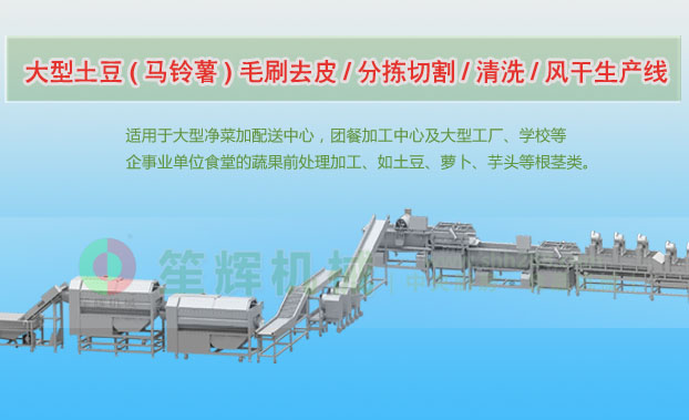 理塘连续式土豆去皮清洗切割风干生产线